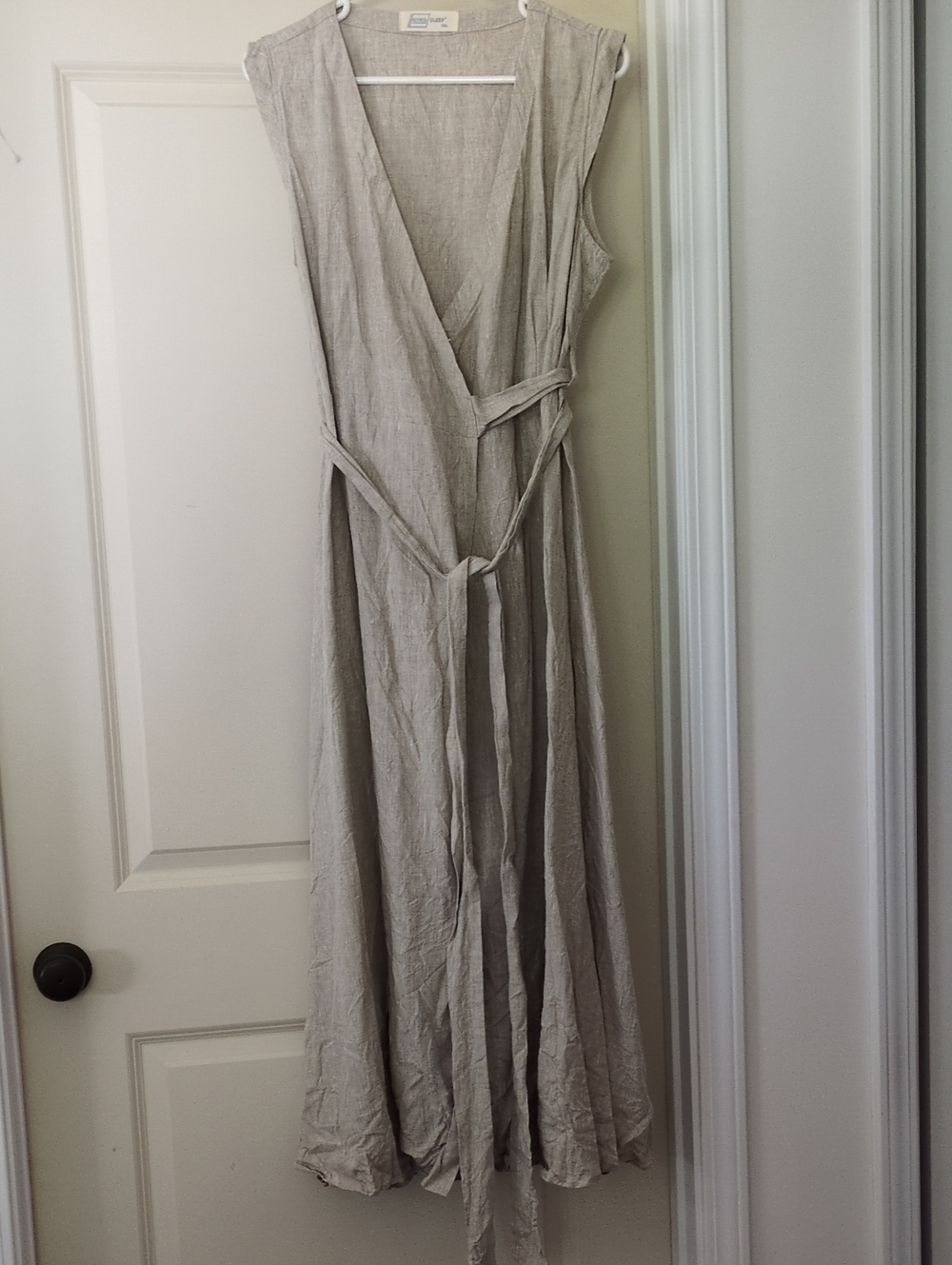 Maxi linen wrap dress In Oatmeal